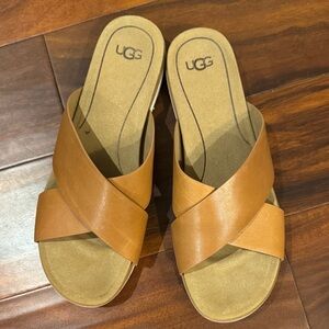 UGG Women's Brown Cross Strap Sandals